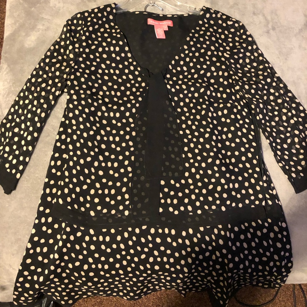Black with white polka dotted dress shirt w/ skirt